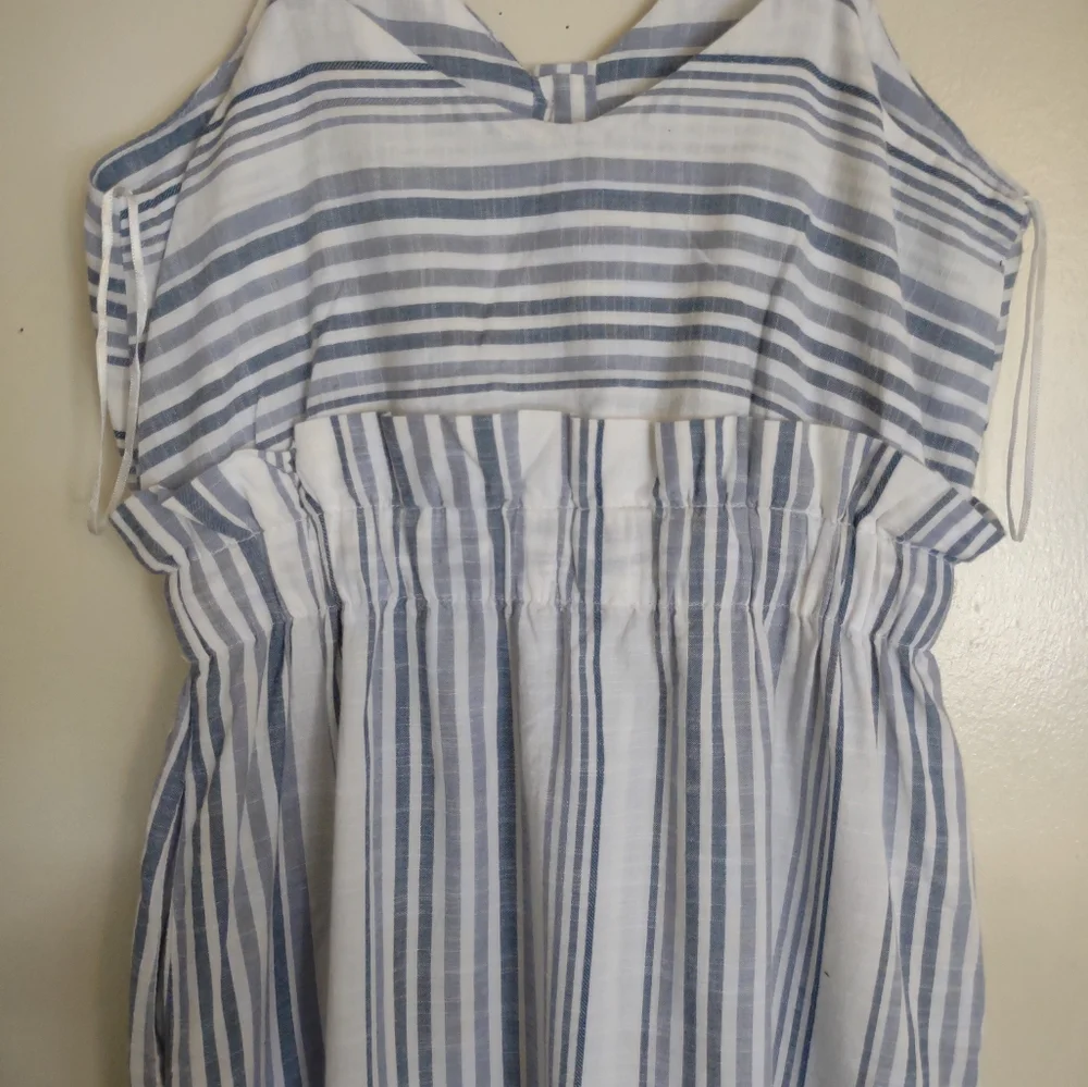 Japna Blue & White Striped Spaghetti Strap Dress Size M - Picture 4 of 11